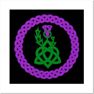 Celtic knotwork with heart and thistle - colourised Posters and Art